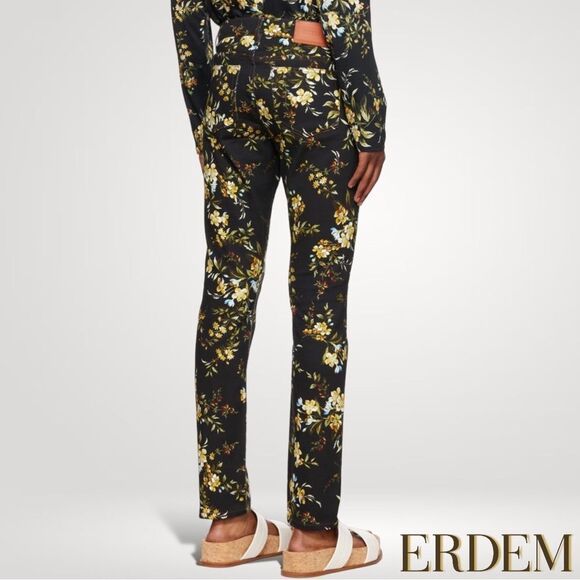 ERDEM **NWT** Oliver Kallmus Floral-Print Straight Leg Jeans in Black - Picture 4 of 16